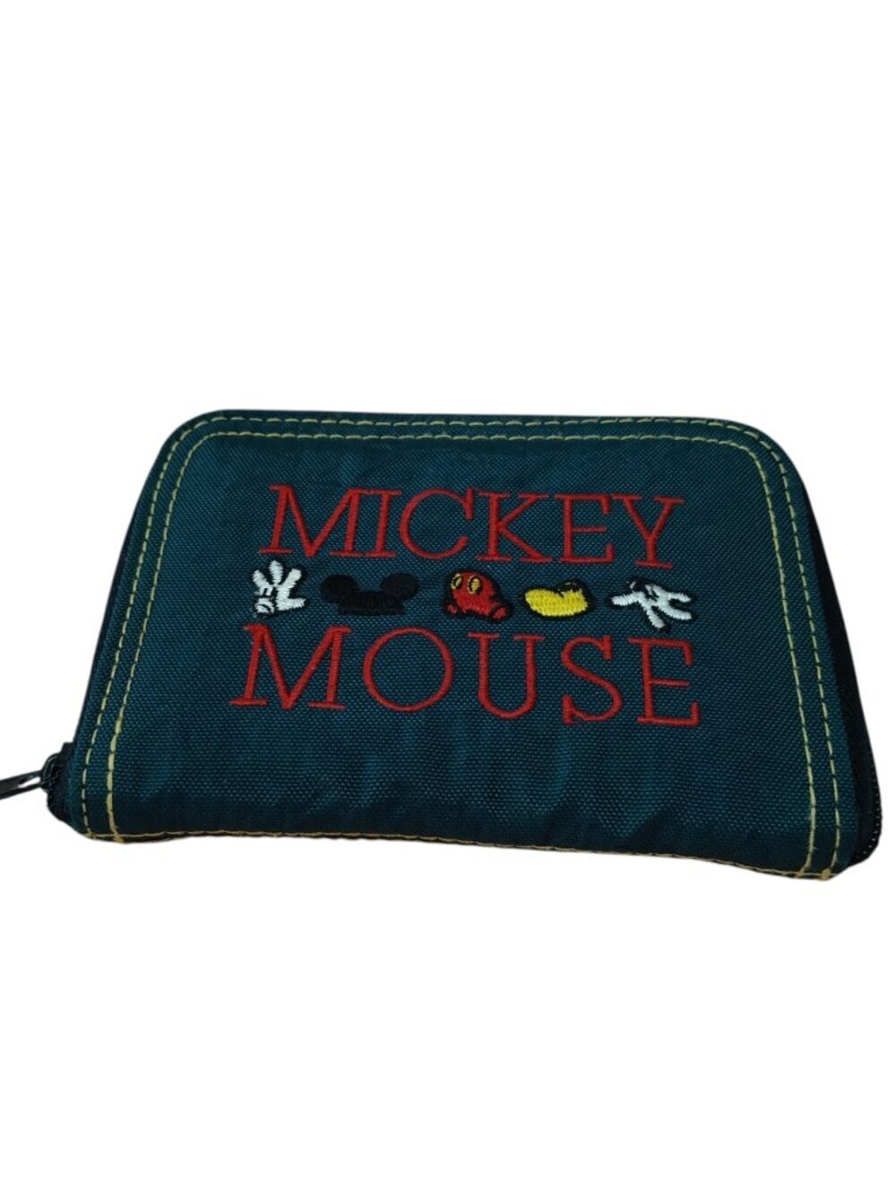 Mickey Mouse Disney Zip Around Wallet Green Black Novelty Unisex Pockets 4 x 5"